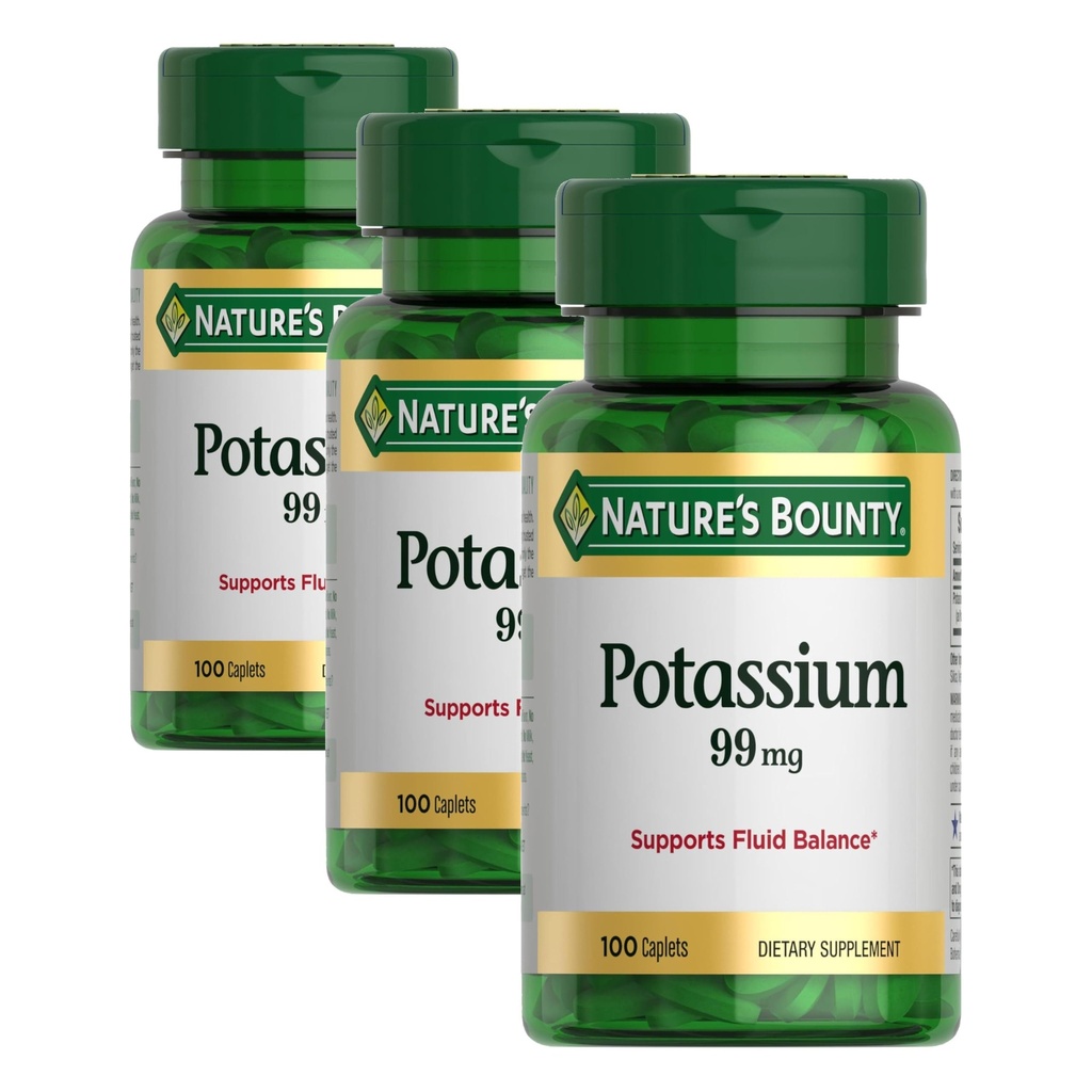 Nature 's Bounty Potasium Gluconate 99 mg, 100 Caplets (Paket 3)
