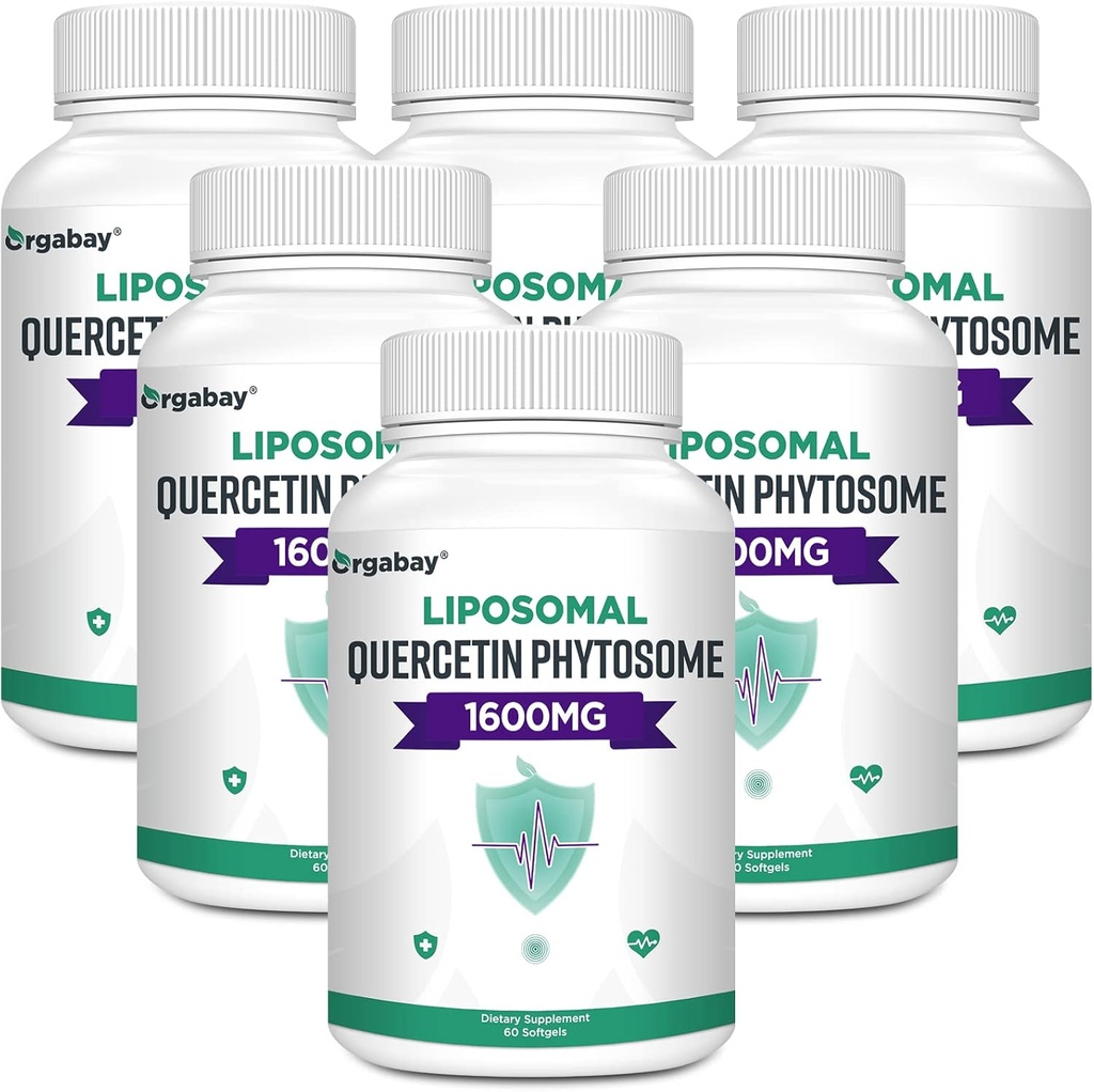 Orgabay Lipomal Quercetin Phytosome 1600 mg, Bromelain 200mg, Zinc 30mg, Vitamin C Turmeric 40 mg, Absorpsi Tertinggi, Quercetin Complex, 360 Softgels
