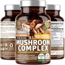 Kompleks Jamur Premium N1N Premium [10X Mashroom Kuat] dengan Reishi, Lions Mane, Cordyceps, Chaga, Turkey Tail dan Maitake untuk Mendukung Kesehatan, Fungsi Otak dan Tingkat Energi, 60 Veg Caps