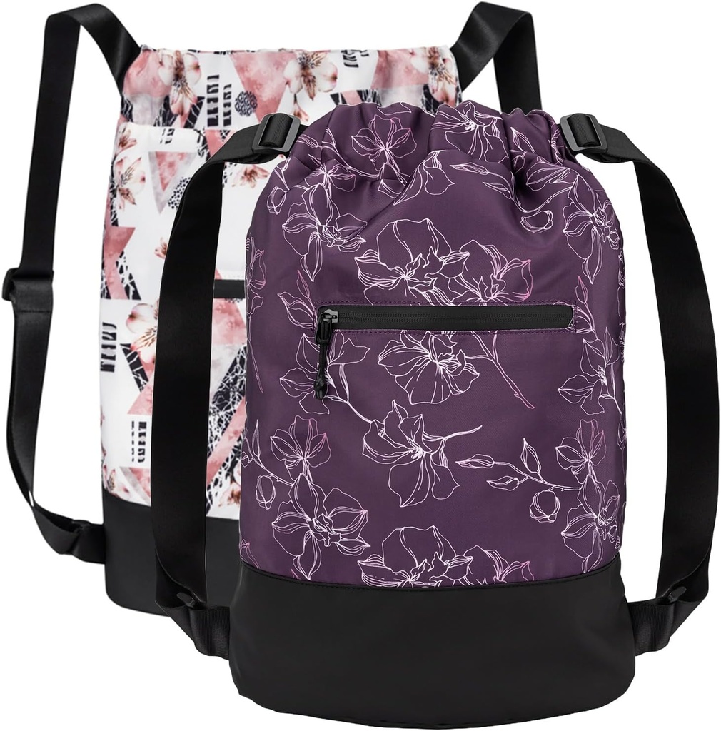[2-Pack] Flex Cinch Drawstring Gym Bag for Women with Graphic Designs £124; Lighlable Lighweight Gym Pinch £124; Bagus untuk Gym Bag, Traveling, dan Overnight