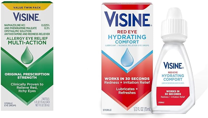 Visine Allergy Eye Relief Drops Red Eye Hydrating Comfort Drops, 0.5 Fm. oz (Paket 2)