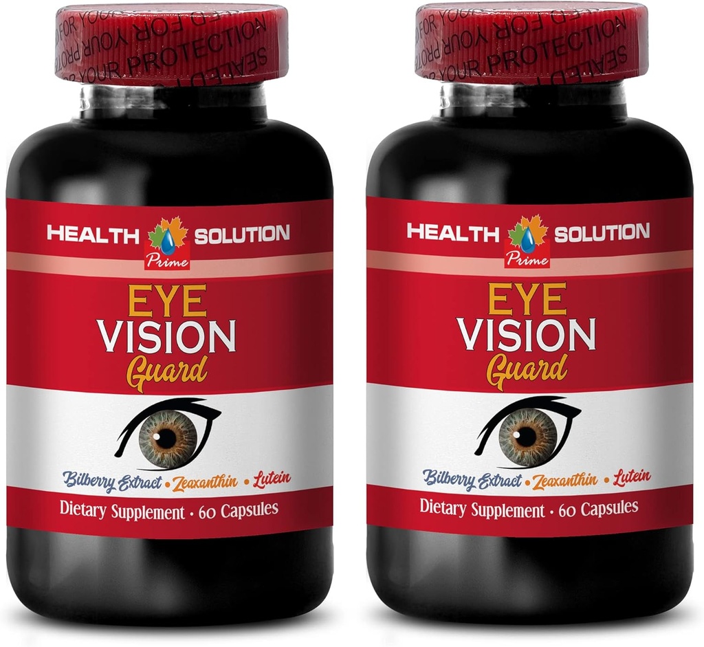 Vitamin for Eye Care - Maximum Vision Support - Promotes Healthy Vision - l- Taurine Suplement, Lutein, Bilberry Fruit, Grape Seed, Quercetin Didrate, L-Taurine, Vitamin A Pills, 2 Bot 120 Caps