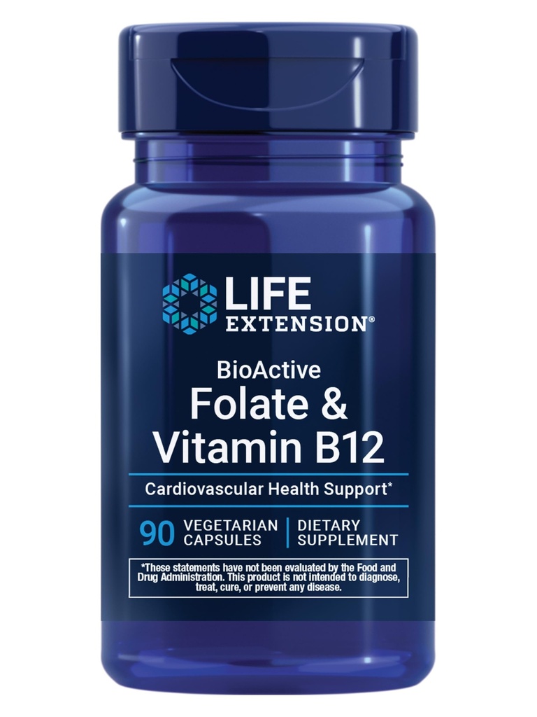 Ekstensi Hidup BioAktif Gagal & Vitamin B12, Promotes Heart, Brain & GI Tract Health, Non-GMO, Gluten- Free, Vegetarian, 90 Kapsul