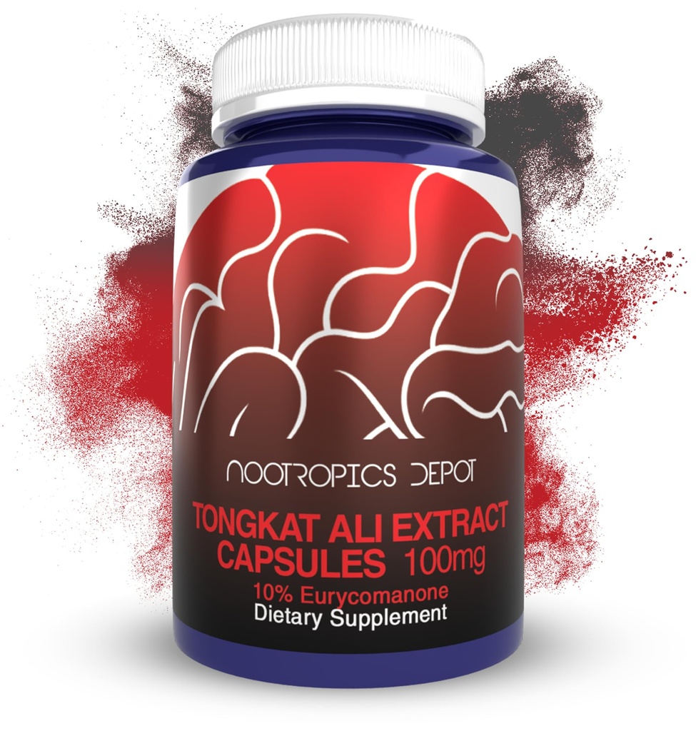 Nootropics Depot Tongkat Ali Extract Capsules 124; 100mg 124; 60 Count 124; 10% Eurycomanone oleh HPLC 124; Eurycoma longifolia Root Extract