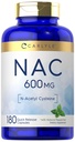 Carlyle NAC N-Acetyl Cysteine 600mg 124; 180 Capsules 12.4; dengan Peppermint 124; Form Supplemen Bebas: 126; Non-GMO, Gluten Bebas
