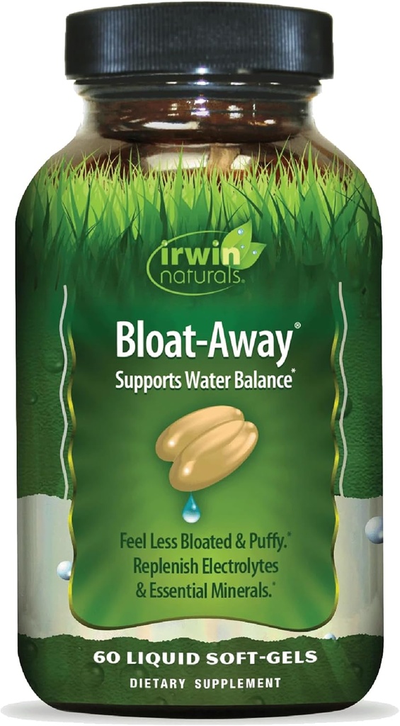 Irwin Bloat-Away - 60 Liquid Softgels - Water Saldo - Replenish Electrolytes & EscalypMineces