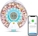 Zoksi New Bluetooth Smart Auto Pill Dispenser, Electronic Medication Discenser untuk Dokter Tua, 28 Comparts Medicine Organizer dengan Triple Reminder