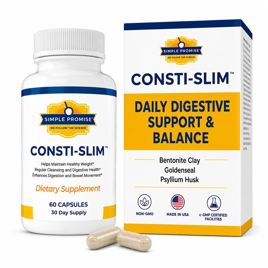Simple Promise - Consti-Slim - Natural Digetical Health and Wellness Support - Promotes Healthy Enzyme Activity, 60 Capsules