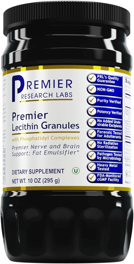 Premier Research Labs Lecethin Granules - Soy Lecithin Granules, Lecithin Supplement, Lecithin for Baking, Non GMO, Food Grade Phospholipid for Brain & Nerve Dukungan - 10 oz