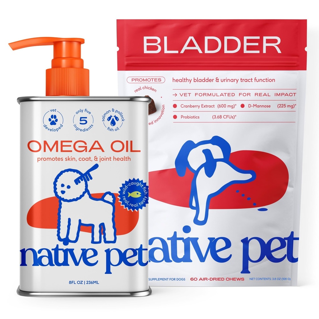 Pet Dog asli UTI Treatment Over The Counter & Fish Oil for Dogs untuk Mendukung Itchy Skin + Mobility 124; 60 Chews & 8 Oz