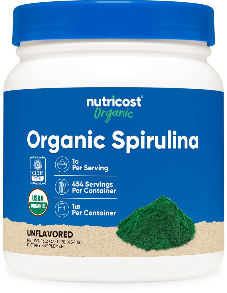 Nutricost Organic Spirulina Powder 454 Grams, 1LB-Pure, Sertifikasi Organik Spirulina