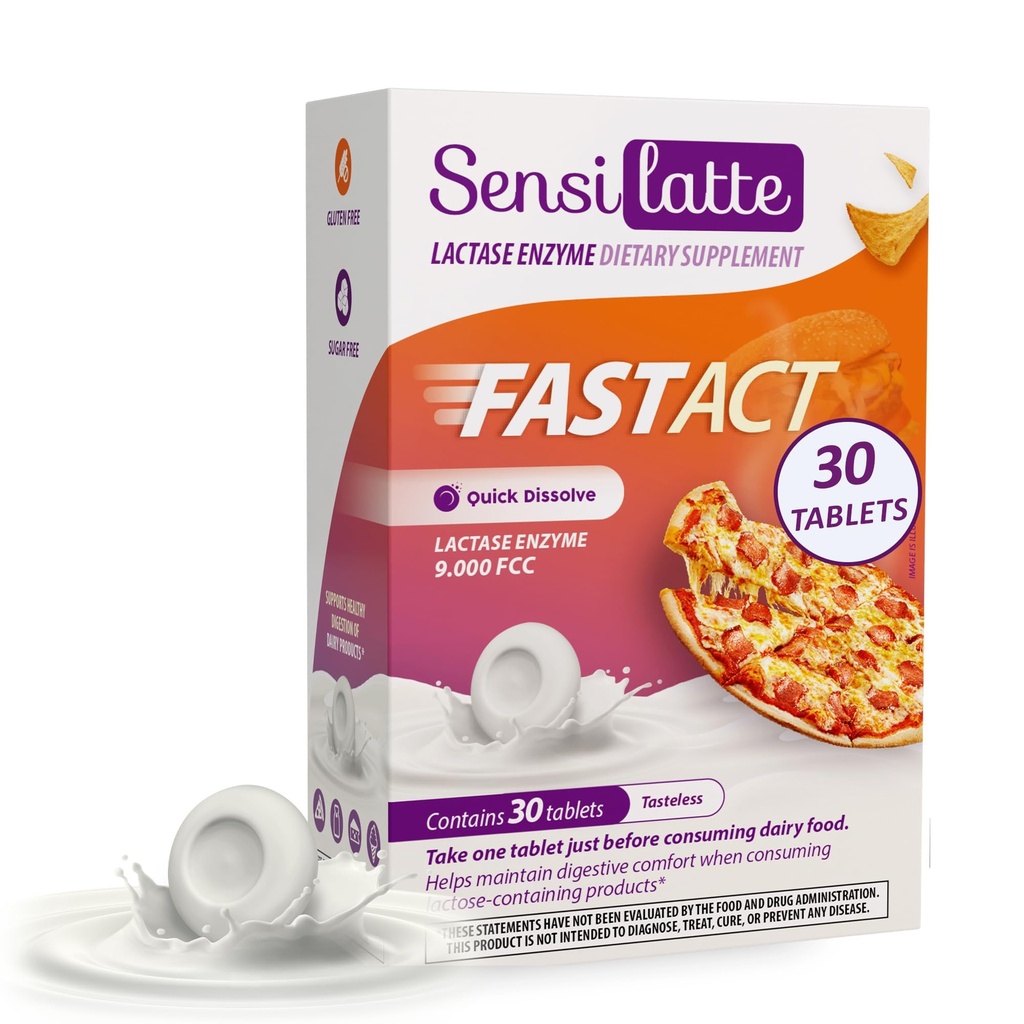 Lactase Enzyme 30 Tablets No Flavor - 9.000 FCC - Sensilatte - Dissolusi Cepat - membantu dengan Comfort Digetical