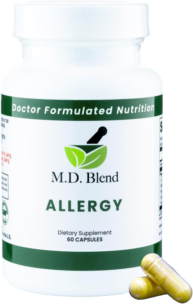 Alergi - Dukungan komprehensif untuk Allergies Seasonal & Repiratory Wellness - Natural Ingrediens - Quercetin, Nettle Root, Bromelain, N- Acetyl L- Cysteine - 60 Capsules