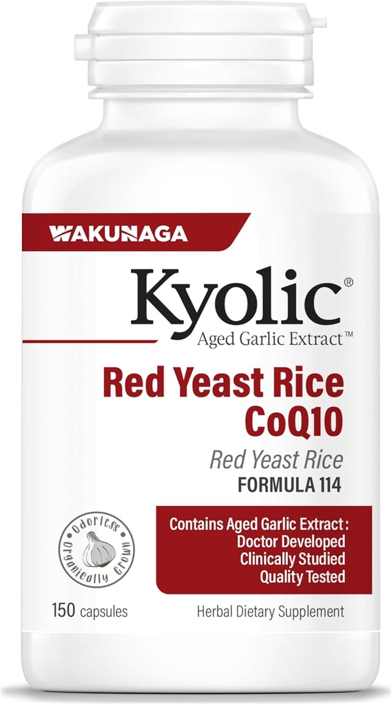 Kyolic Aged Bawang putih Extract Formula 114, Red Yeast Rice CoQ10, 150 Capsules