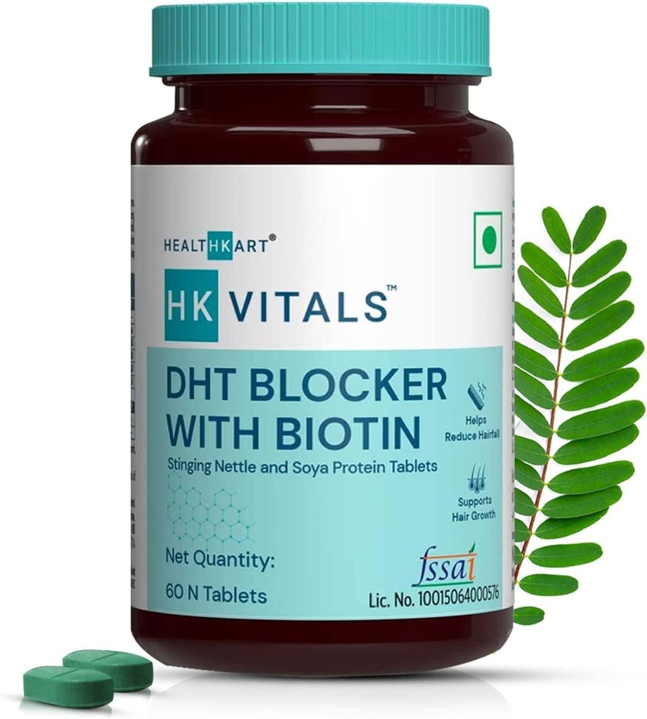 QURA DHT Blocker dengan Biotin, Stinging Nettle dan SoYA Protein, Membantu Mengurangi Rambut Jatuh, Menstimulasi Rambut Pertumbuhan, Paket 60 Tablet