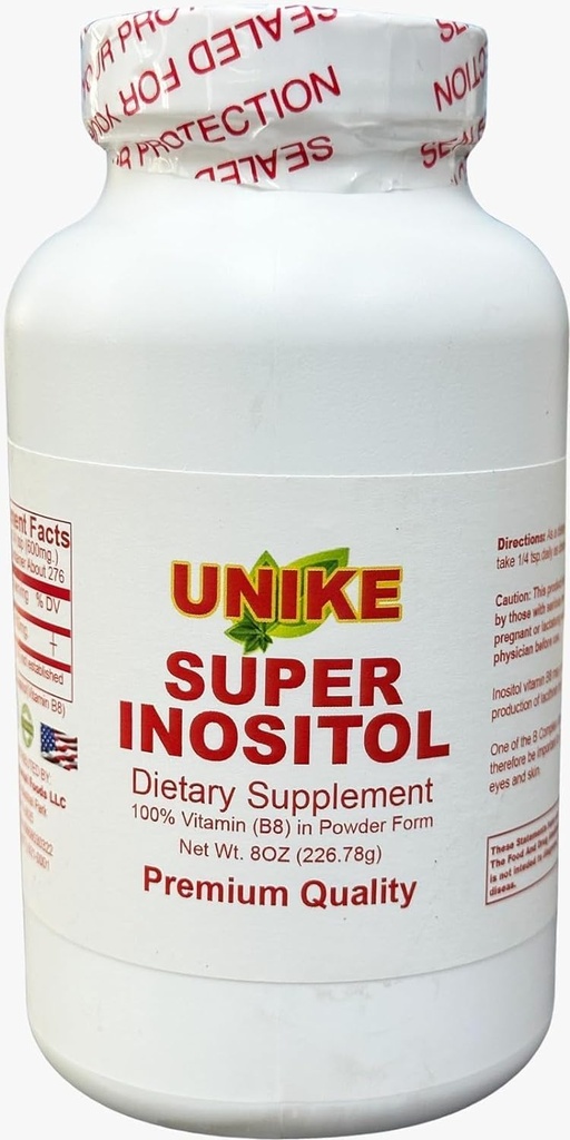 Suplemen Diet Super Inositol: 124; Inositol (Vitamin B8) bubuk untuk Keseimbangan Hormonal, Fertilitas dan Ovarium Dukungan Glu4; Bebas, Vegan 8 Oz (Paket 1)