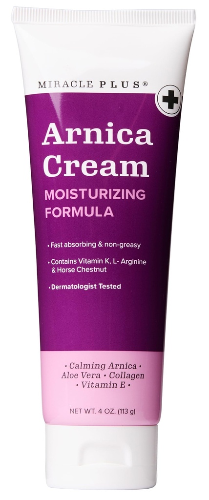 Miracle Plus Arnica Cream Relief Lotion For Bruising And Swealing On Skin 124; Arnica Montana Extra Power Vitamin K Cream 124; Moisturizing Formula Skin Care Geel With Horse Chestnut, 4 Fl Oz
