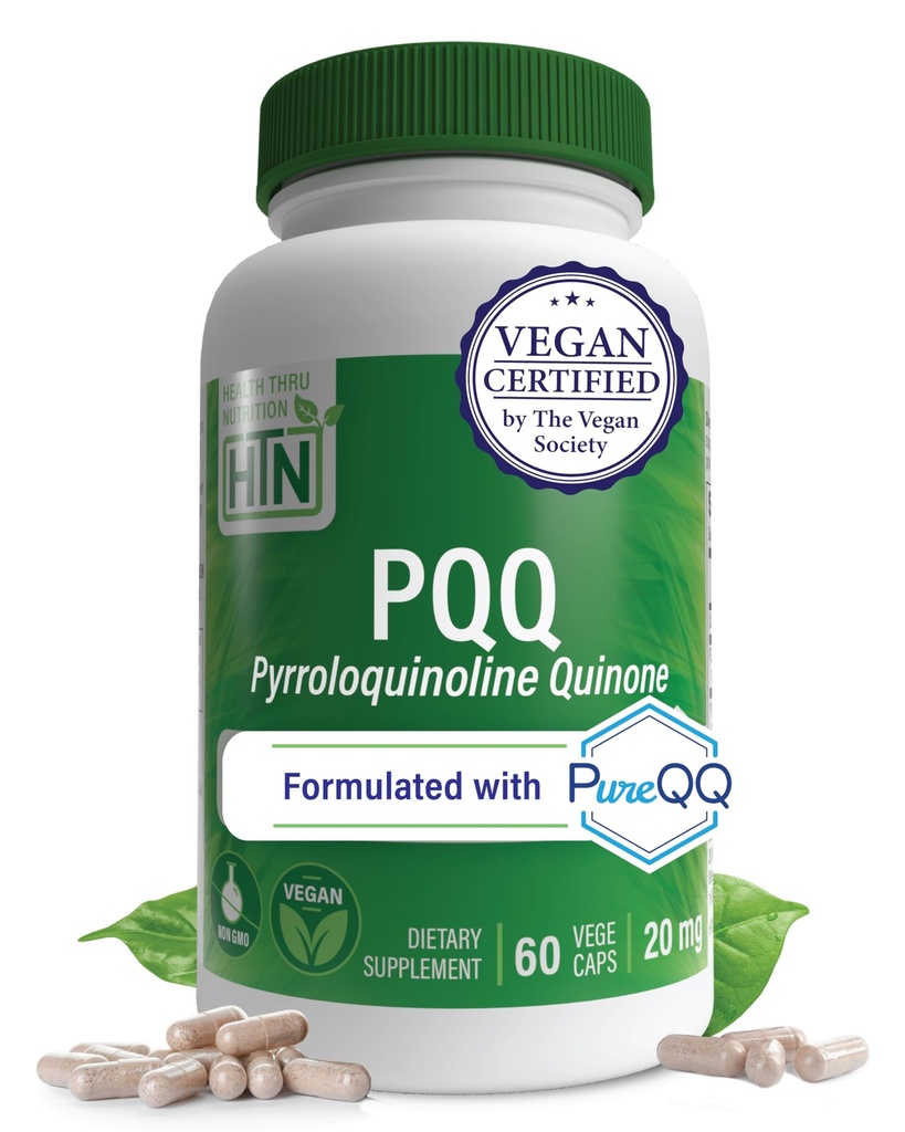 Health Thru Nutrition PQQ 20mg 60 Sertifikasi Vegan 124; Non-GMO Glule Soy Free Capsules 24; Bersihkan Label PQQ Tambahan