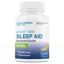 Puregen Labs Doxylamine Succinate 25mg 124; Nighttime Sleep Aid 124; Safe & Effective 144; Non-Habit Forming Sleep Aid 124; Made in USA 24; 225 Tablets
