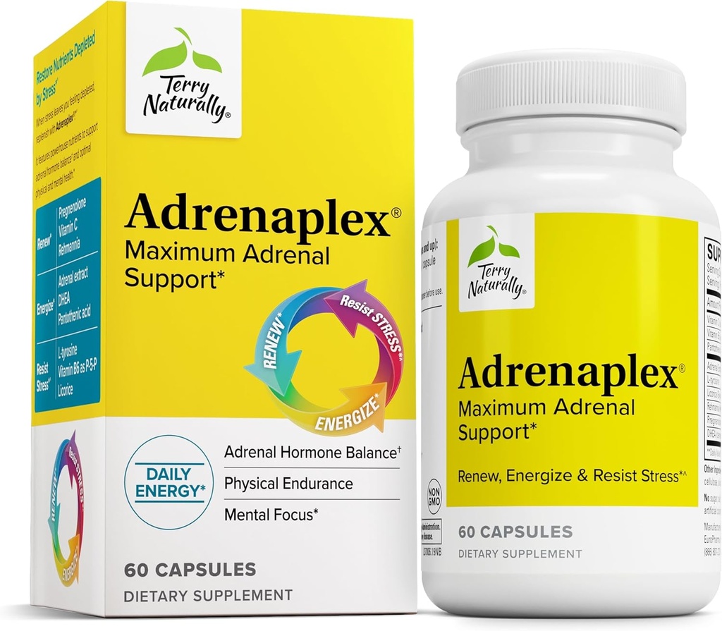 Suplemen Fungsi Adrenaplesi Terry Alami Adrenal Gland - Glandular Dukungan dengan Vitamin C & B6 - Tambahan Diet untuk Mendukung Fungsi Adrenal Sehat - 60 Kapsul
