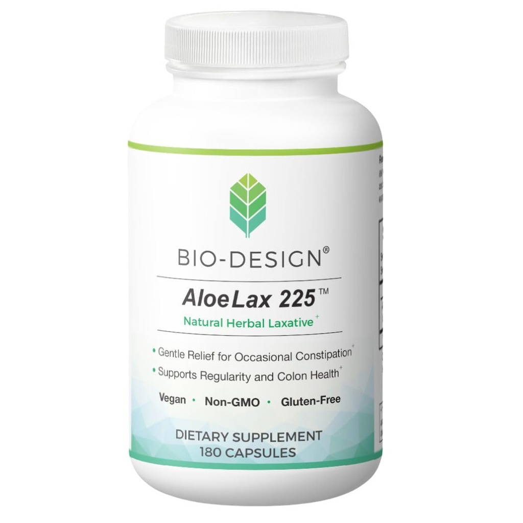 Aloe Lax 225 Natural Herbal Laxative - Gentle Relief for Occasional Constipation, Gas, & Bloating with 225mg Natural Aloe Ferox - Supports Bowel Regularitas & Colon Health - 180 Capsules