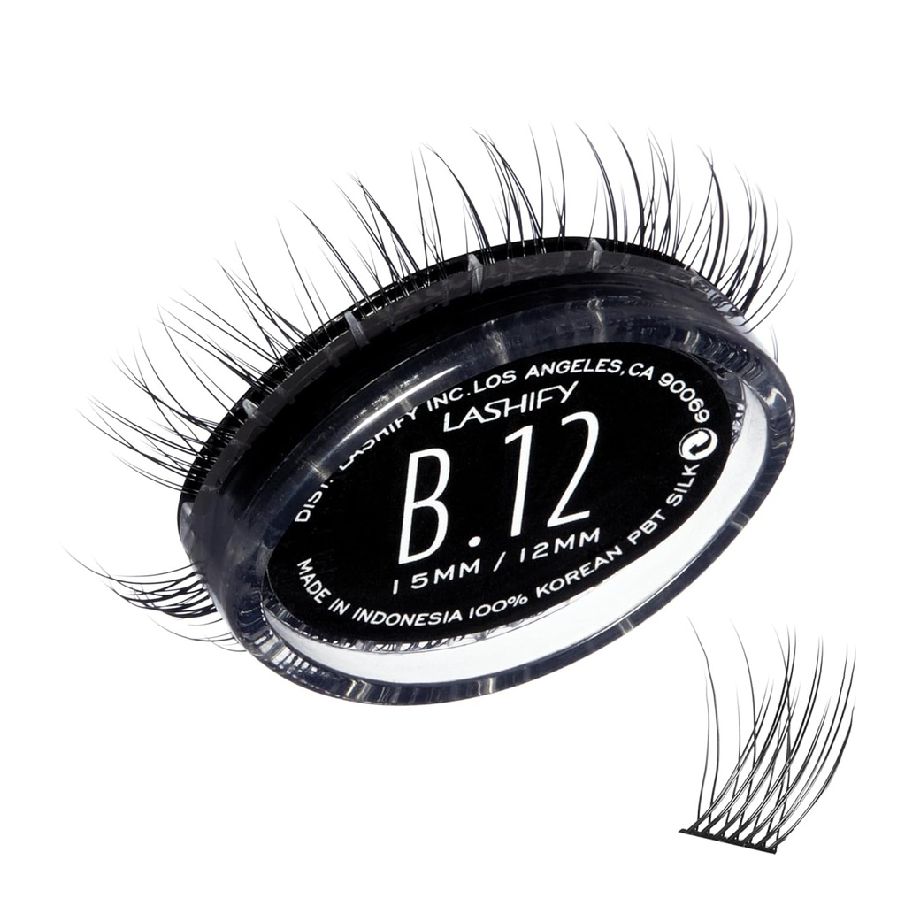 Lashify Bold 12mm Gossamer DIY Eyelash Extensions Refill, Black, Easy False Eyelares for a Natural Look