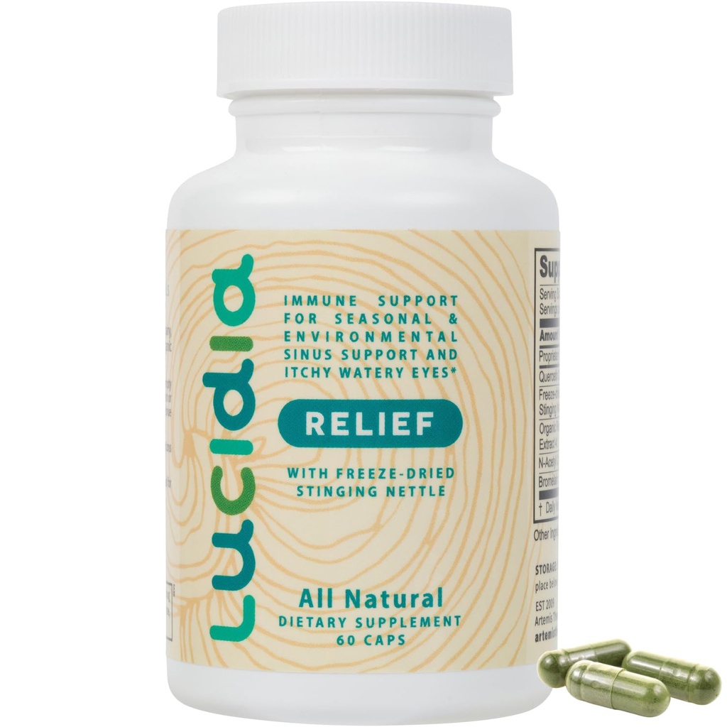 Lucidia Quercetin dengan NAC, Bromelain, Reishi & Stinging Nettle - Dukungan Ammune & Seasonal Wellness - Practitioner Formulasi, Supplemen Non- Drowsy, 60 Capsules