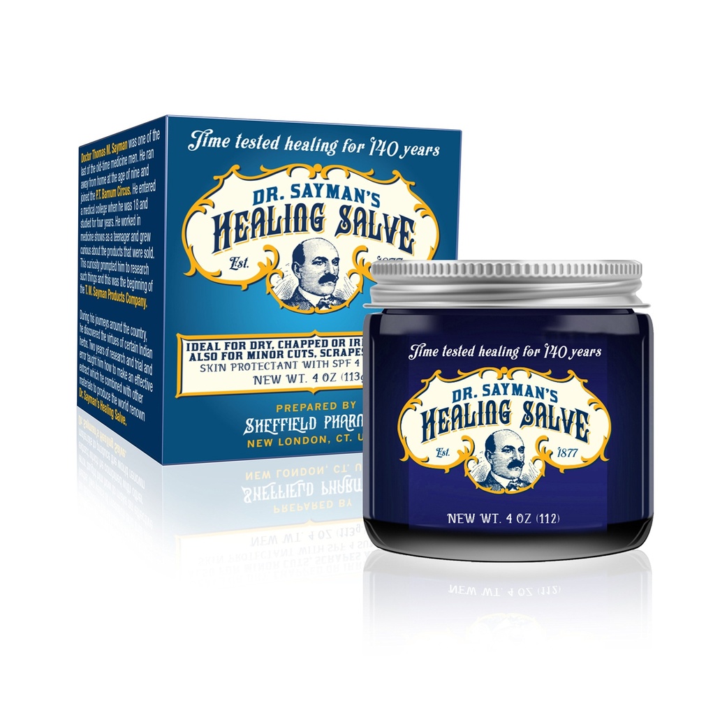 Dr. Sayman 's Healing Salve - The Original Skin Care Oquite and Proteectant / Great for Itchy, Dry and Sensitive Skin / Treats Cracked Feet, Rough Heels and Chapped Lips (4oz)