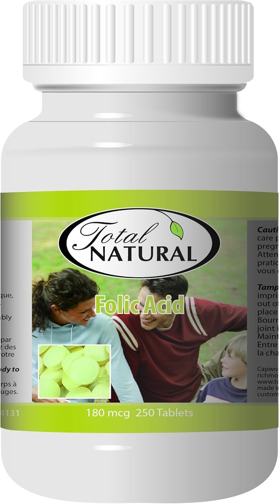 Asam Folic 180mcg 250t [1 Botol] by Total Natural, Good for Pregnant Women, Healthy Development of Red Blood cells