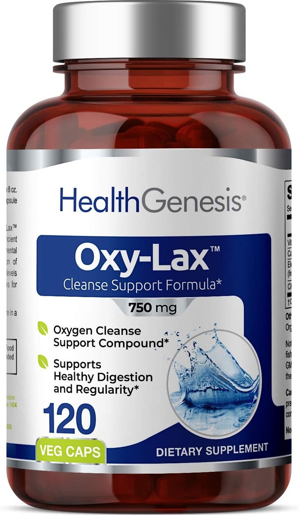 Oxy- Lax 750 mg 120 Vcap - Oksigen Magnesium Natural Oxide berbasis Colon Cleanse Gentle Laxative Supports Heally Digetical Tract Regularitas