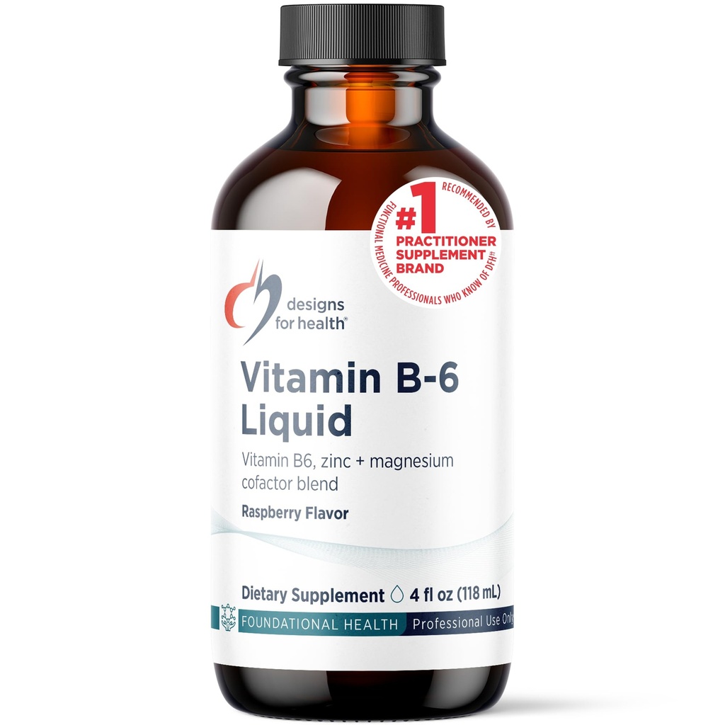 Desain untuk Kesehatan Vitamin B6 Liquid - 50mg B6 dengan Magnesium Chelate + Zinc Suplemen - Absorbs Easily + Great Tasting Raspberry Flavor (24 Pelayan / 4 Fl Oz)