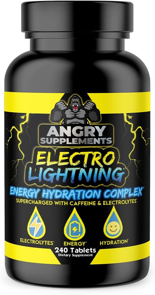Suplemen Suplemen Energi Petir Marah Pelengkap Elektrolite Tablet - Hidrate dengan Kalsium, Magnesium, Sodium, Potasium & Pil Kafein (240ct, 120 Hari Suppply)