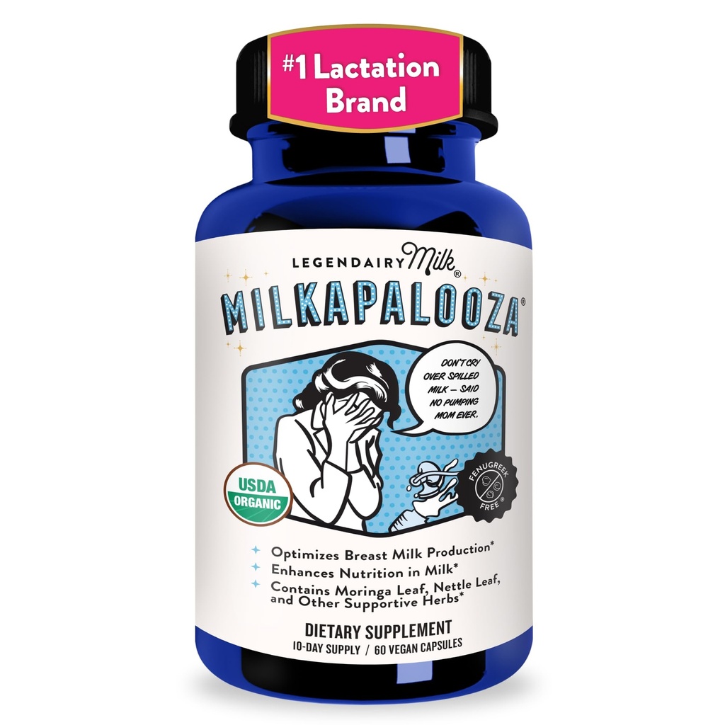 Milk Milk Miltapalooza Lactation Suplement for Breastfeed Moms, Increase Breatst Milk Suite Supply with Organic Moringa, Fennel, Nettle, & Shatavari, Vegan Postpartum Estinugrek- Free 60ct
