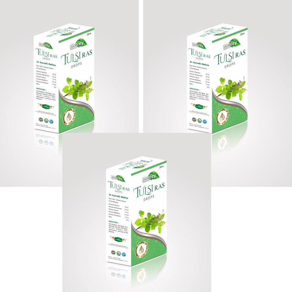 Metrey Tulsi Ras Drops pack dari 3 (3 * 30 ml)