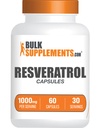 BulkSuplements.com Resveratrol Capsules - Resveratrol Suplemen, Polygonum Cuspidatum, Resveratrol 1000mg - Antioksidants Supplemen, 2 Capsules per Serving, 60 Capsules