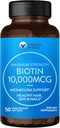 Vitamin World Ultra Biotin 10.000 mcg. 50 Softgel, Vitamin B, Menyediakan Rambut sehat, Kulit dan Nails, Rapid- rilis, Gluten Bebas