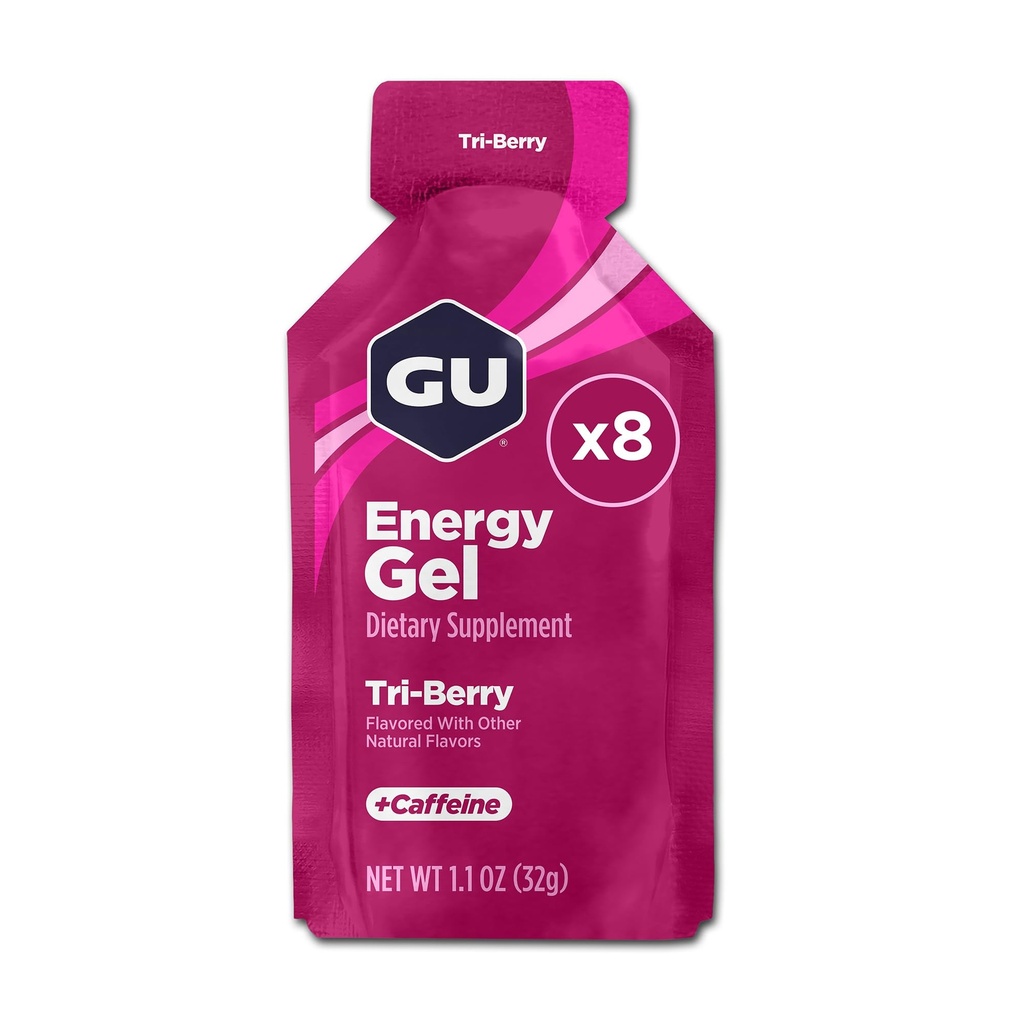 Gel Energi GU, Gel Energi Olahraga, 8-Count, Tri- Berry