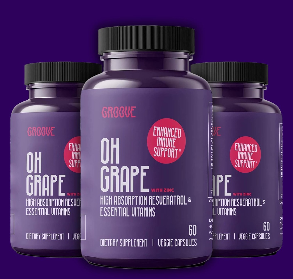 Oh Grape Resveratrol Suplemen 525mg (60 Capsules): Support Fungsi Kognitive, Kesehatan Hati & Imune Sistem 124; Dibedak dengan Zinc, Magnesium & Nuterium Lain