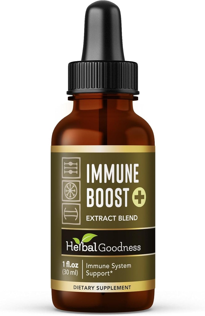 Herbal Goodness Imune Support 1oz - Natural Herbal Supplement for Imune & Gut Health, Liquid Vitamin for Dewats & Kid, with Echinacea, Astragalus, and Graviola - 1 Bottle