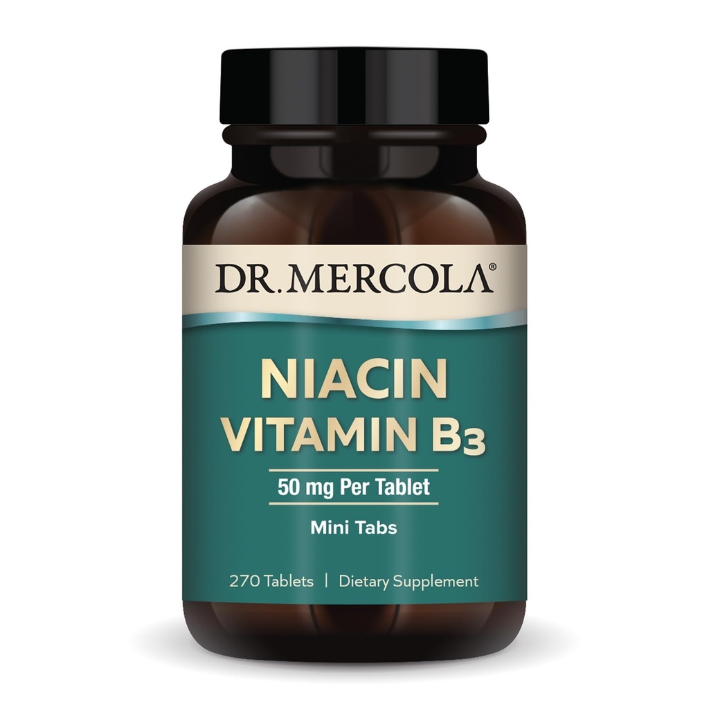 Dr. Mercola Niacin Vitamin B3, 90 Pelayan (270 Tablet), Tambahan Dietary, Mini Tabs, Esculin B Vitamin, Non- GMO