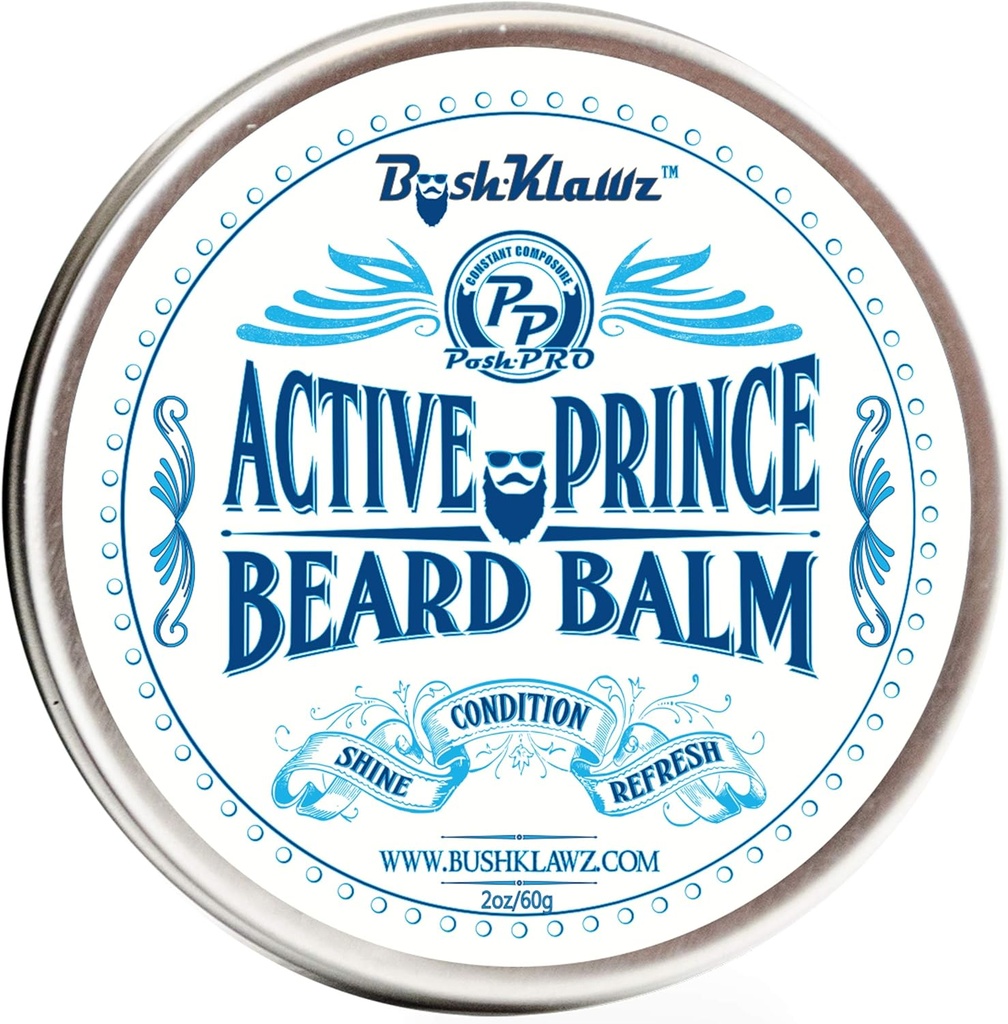 BushKlawz Beard Balm Leave-in Conditioner, 2 oz - Active Prince Scent - Best Conditioner for Men 's Beard and Gifting
