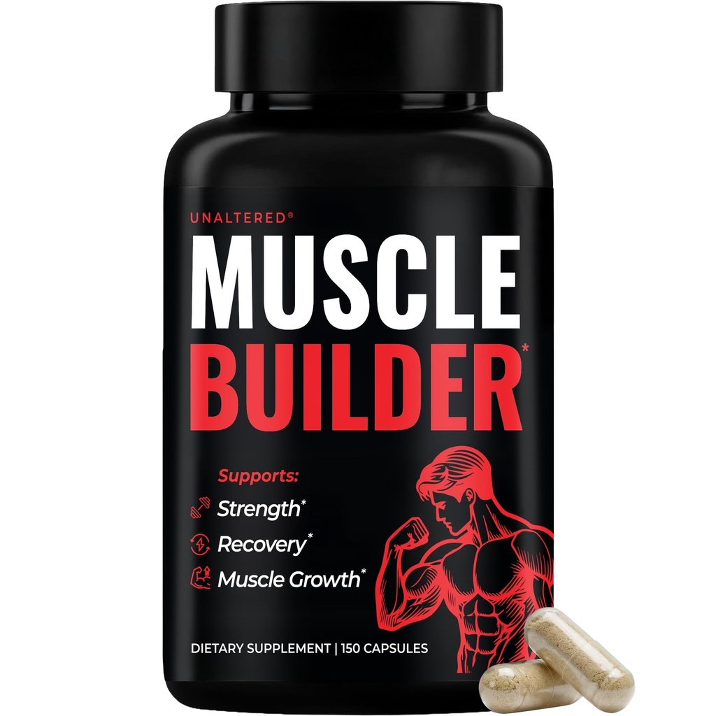 Unaltered Anbolic Muscle Builder for Men - Pertumbuhan, Ukuran, Kekuatan - Natural Muscle Building Suplement & Energy Booster - Tribulus Terrestris, Ginseng, Vitamin D3, Ashwagandha - 150 Capsules