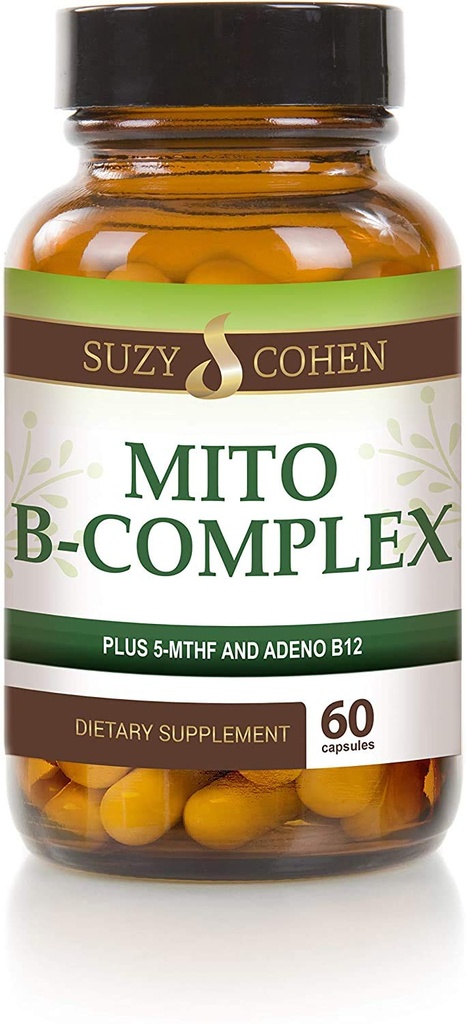 Suzy Cohen, Mito B Kompleks Dieter Suplemen, 5- MTHF, Adeno B12, Methylation Dukungan, Dukungan Sistem Gugup Sehat, Energi Boost, Vitamin B, 60 Servings