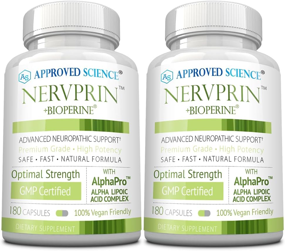 Disetujui Ilmu Nervprin - Nerve Dukungan - Benfotiamine, B12, R-Alpha- Lipoic Acid, Corydalis, Boswellia, BioPerine - 360 Capsules - Dibuat di Amerika Serikat