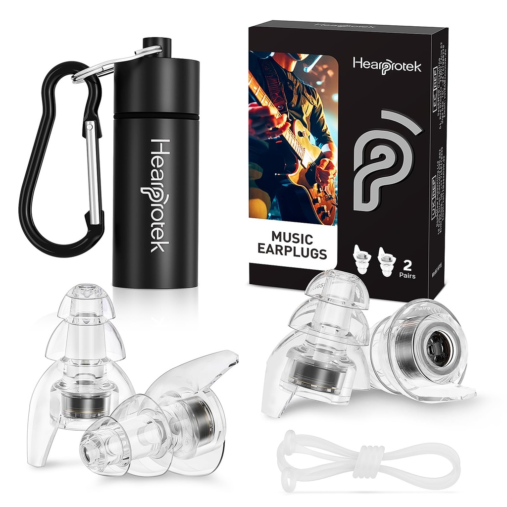 Hearprotek Concert Ear Plugs, 2Pairs Reconable High Fidelity Musician Ear Plugs for Concerts Loud Music- Noise Reduction Protection Protection butplugs for Rave, Festival, Music, Tinnitus Relief