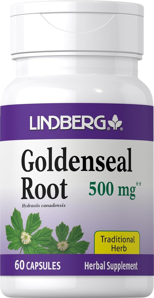 Lindberg Goldenseal Root Capsules 124; 500mg 124; 60 Capsules 12.4; Tradisional Herb 124; Ekstraksi Tambahan 124; Non-GMO, Gluten Bebas