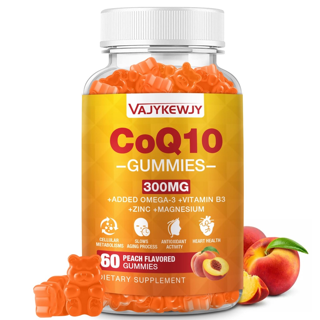 Sugar-Free CoQ10 Gummies 3000 mg - plus Omega-3, Vitamin B3 & Zinc, Suplemen Absorpsi Tinggi Koenzim Q10 untuk Dukungan Energi Sel & Antioksidant, Tegan 60 Count