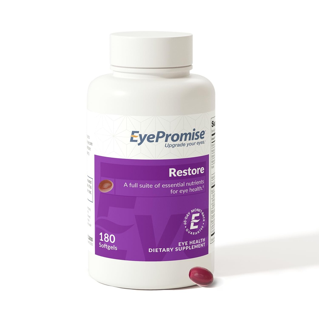 EyePromise Restore Perbaikan Kesehatan Mata - 180 Softgels, 90-Day Suppply - Omega 3 Suplemen dengan Dalxanthin, Lutein, Minyak Ikan, EPA, DHA & Vitamin untuk Kesehatan Mata