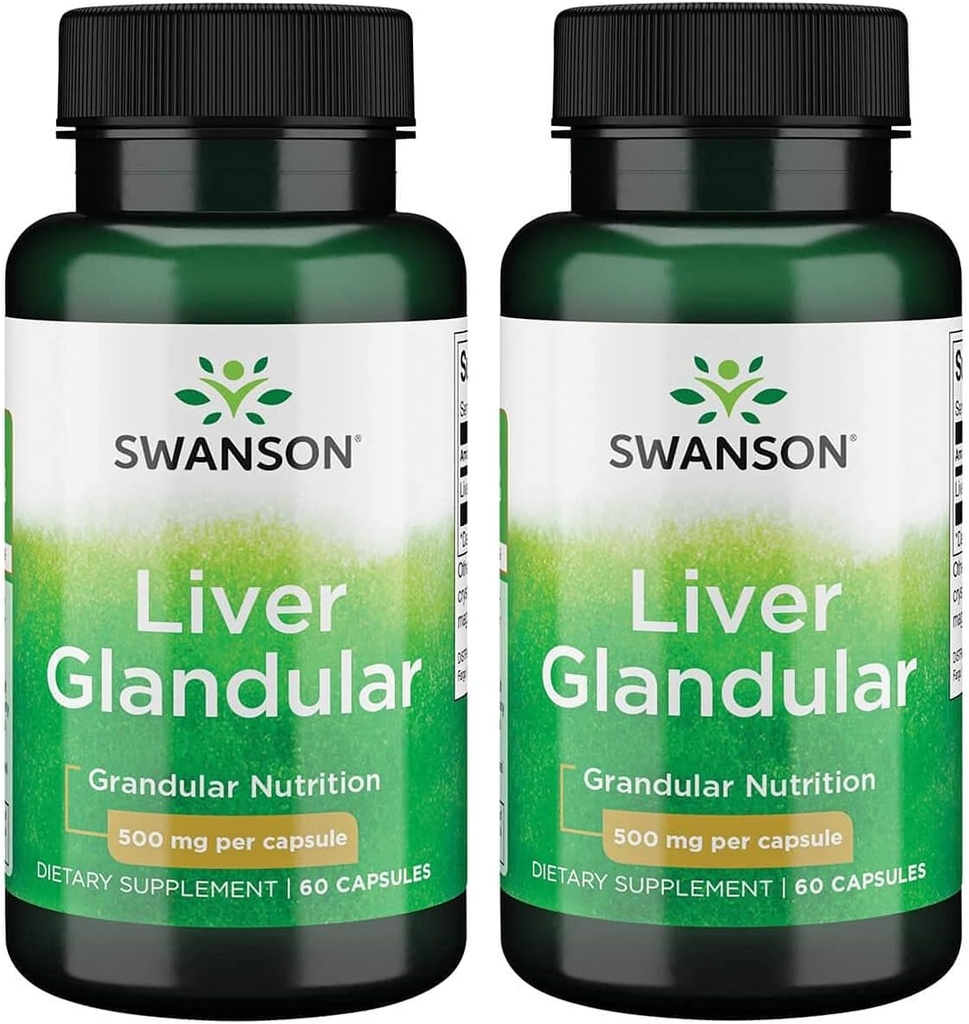 Swanson Liver Glandular 500 Miligram 60 Capsules (2 Pack)