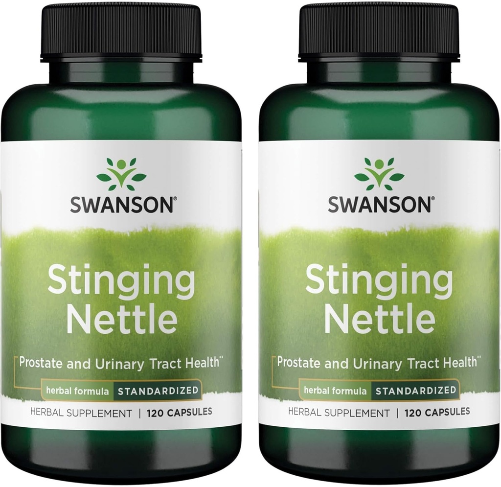 Swanson Stinging Nettles - Herbal Supplement Prostate Health & Urinary Tract Support - Natural Formula Repiratory Health & Fluid Balance - (120 Capsules) (2 Pack)